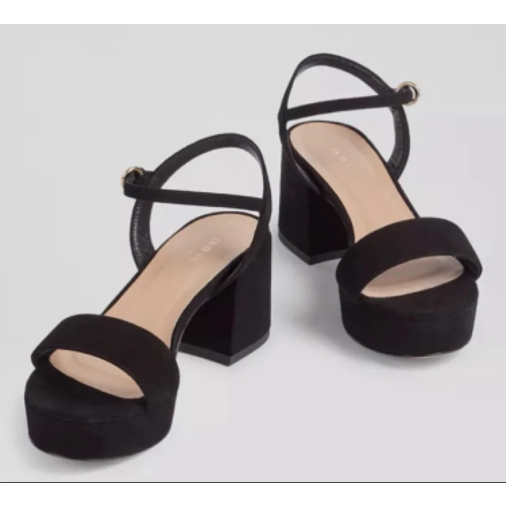 NWT Women's L.K.Bennett Amia Black Suede Low Platform Sandals 39/9